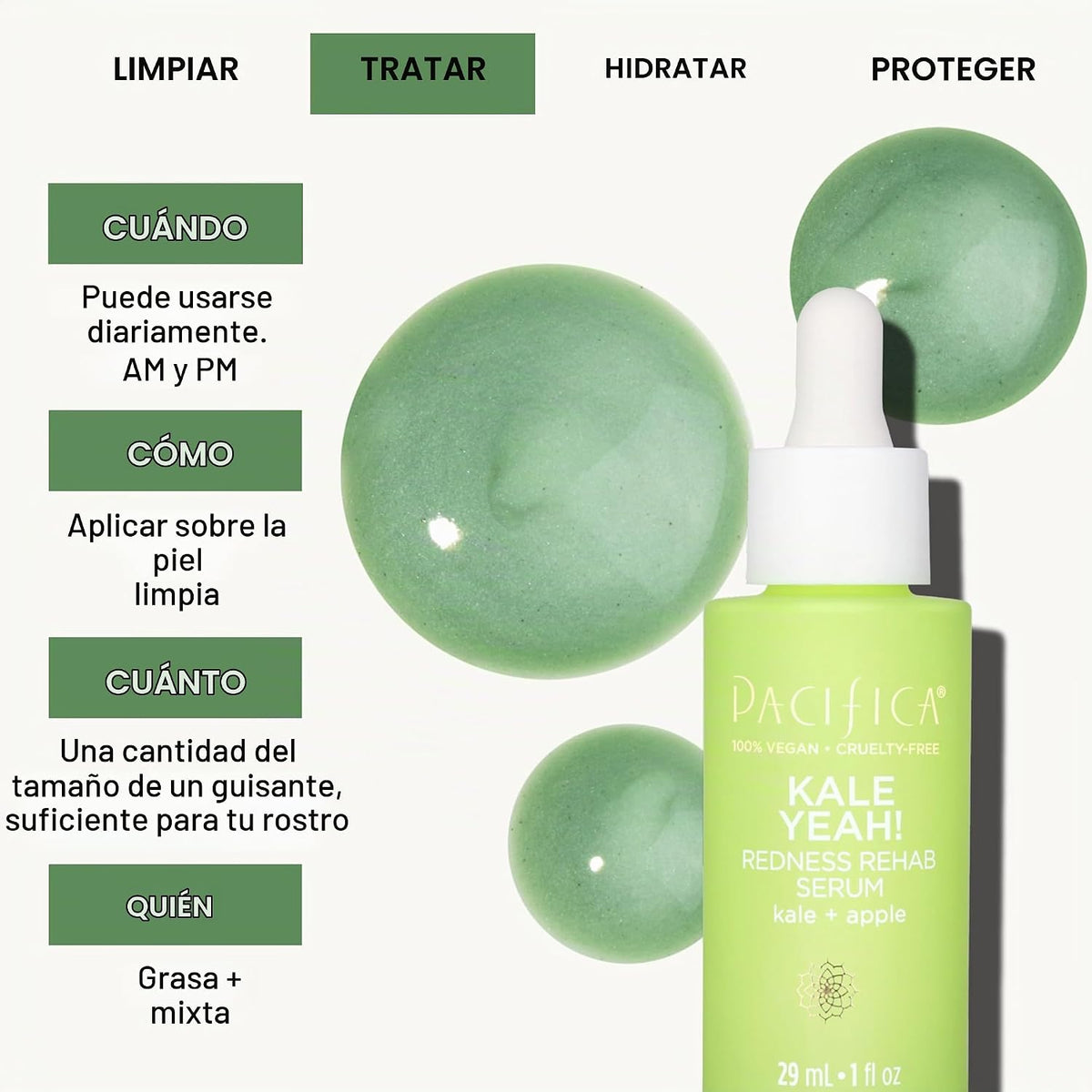 Pacifica Kale Yeah! Suero de rehabilitación de enrojecimiento, niac...