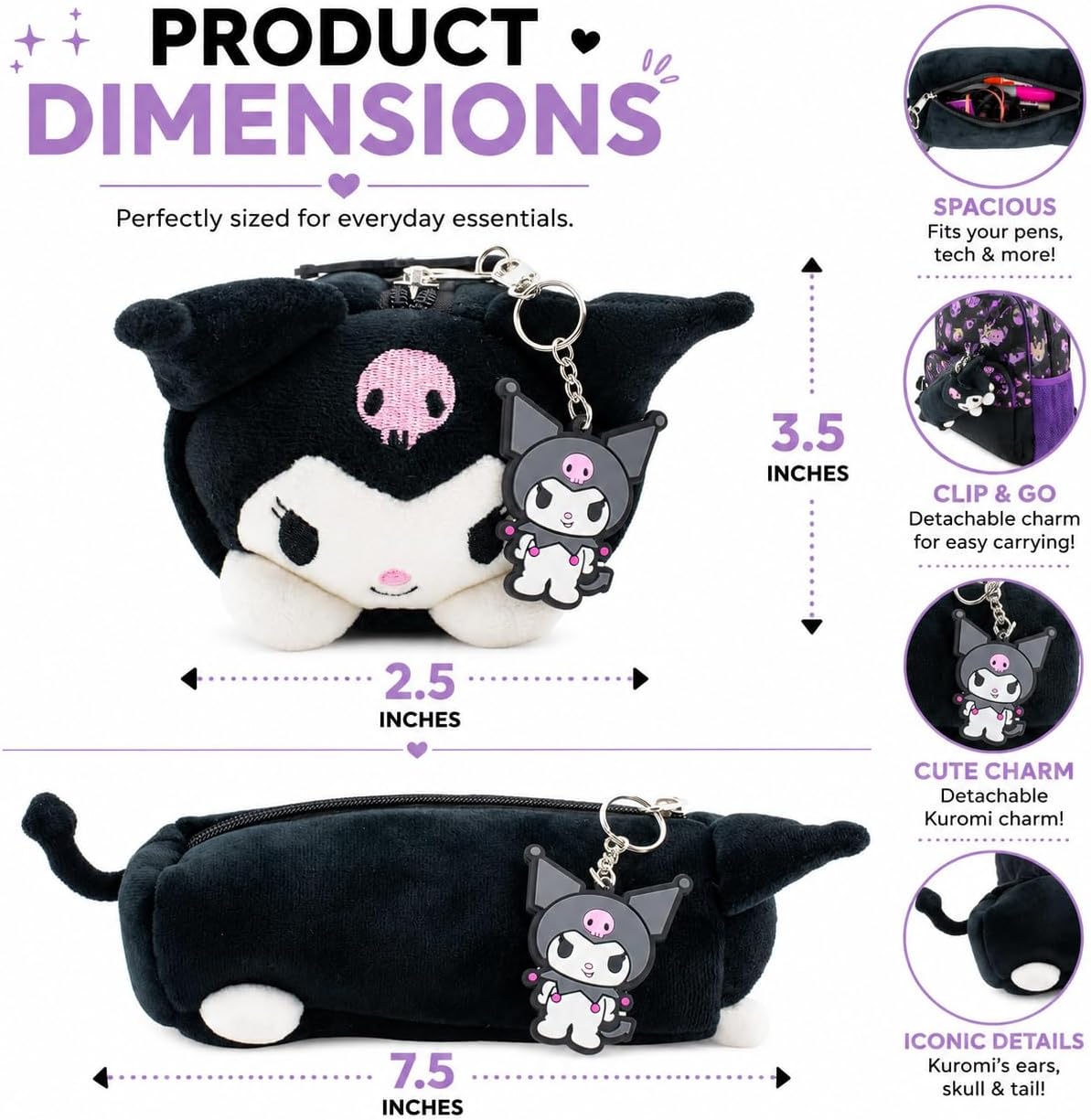 AI ACCESSORY INNOVATIONS Kuromi Estuche de Almacenamiento Multifunc...