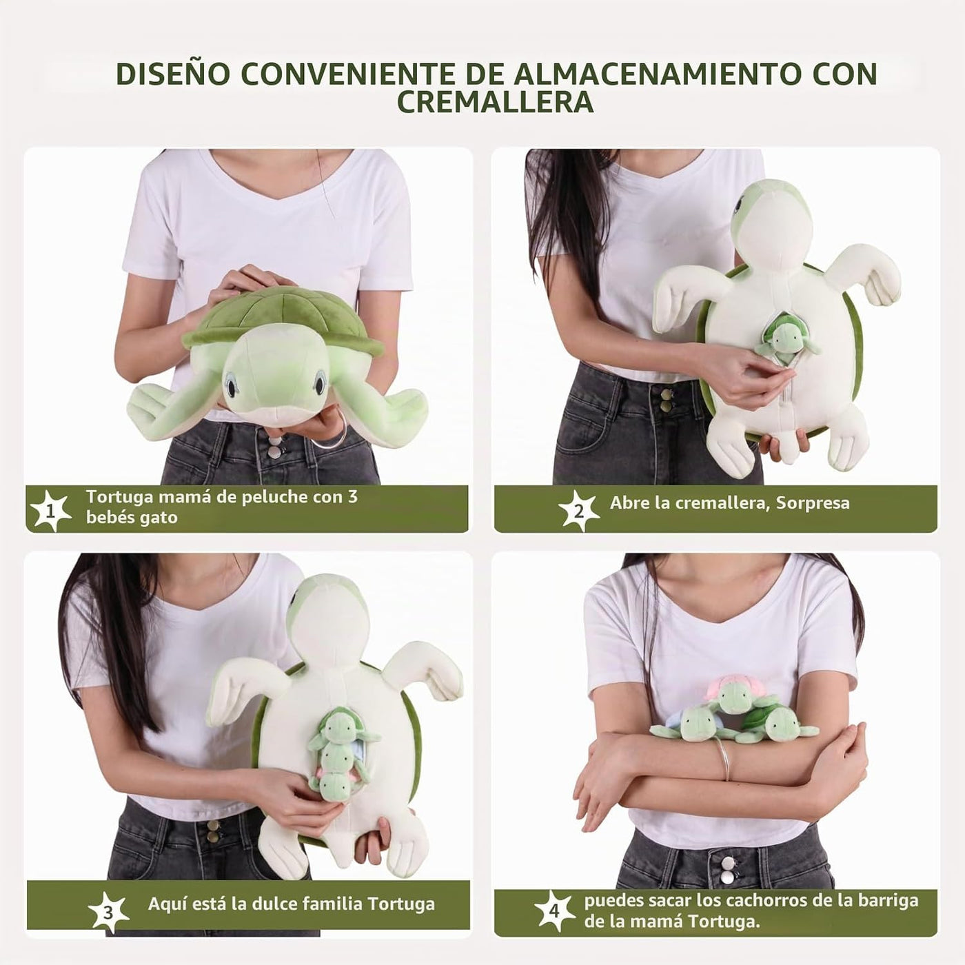 MMguai Mommy Turtle - Animales de peluche con bebés en el interior,...