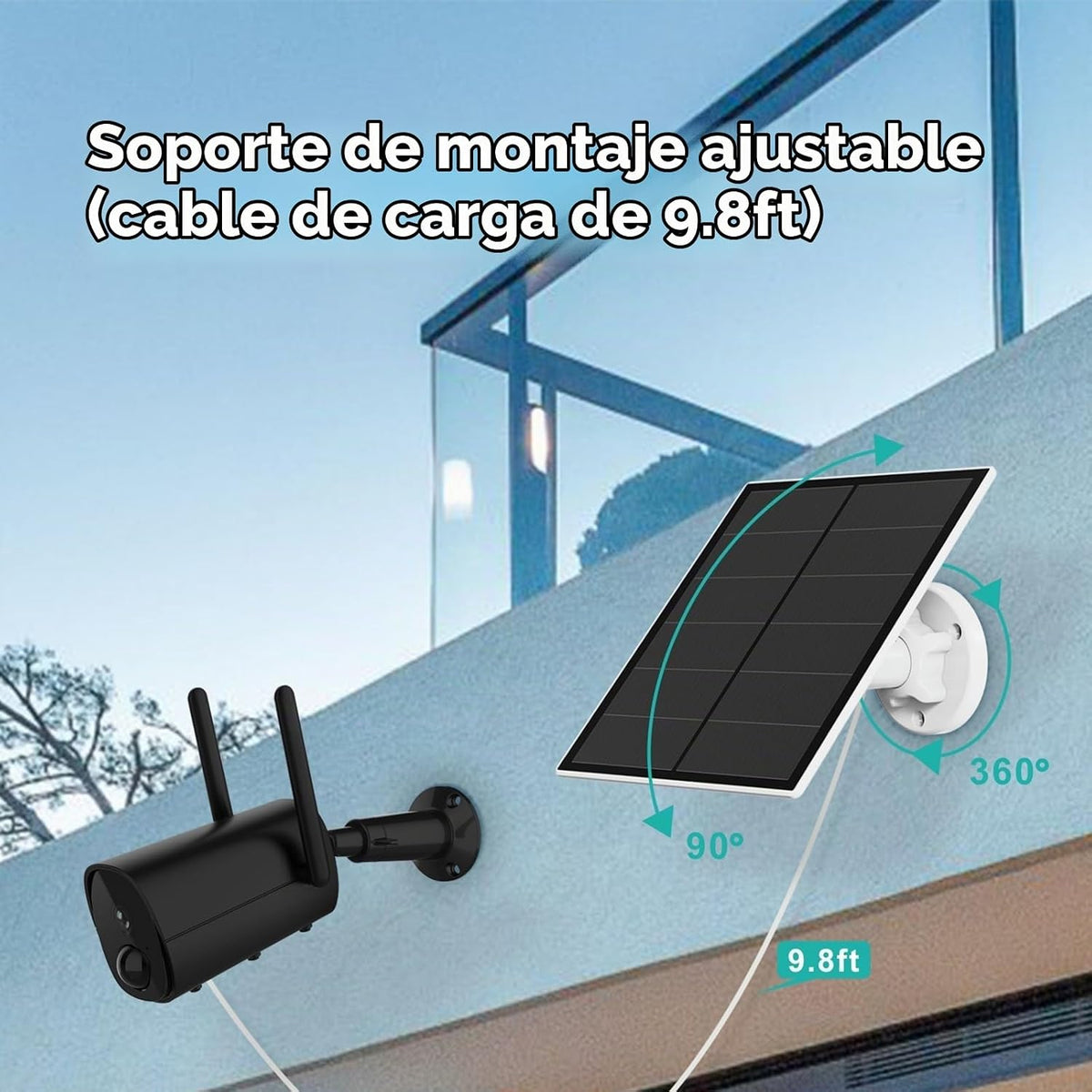 Panel solar para cámara de seguridad, panel solar USB de 5 W compat...