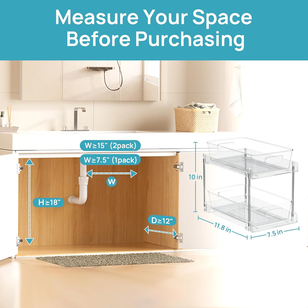 Vtopmart - Organizadores de baño, 4 piezas, 2 niveles, transparente...