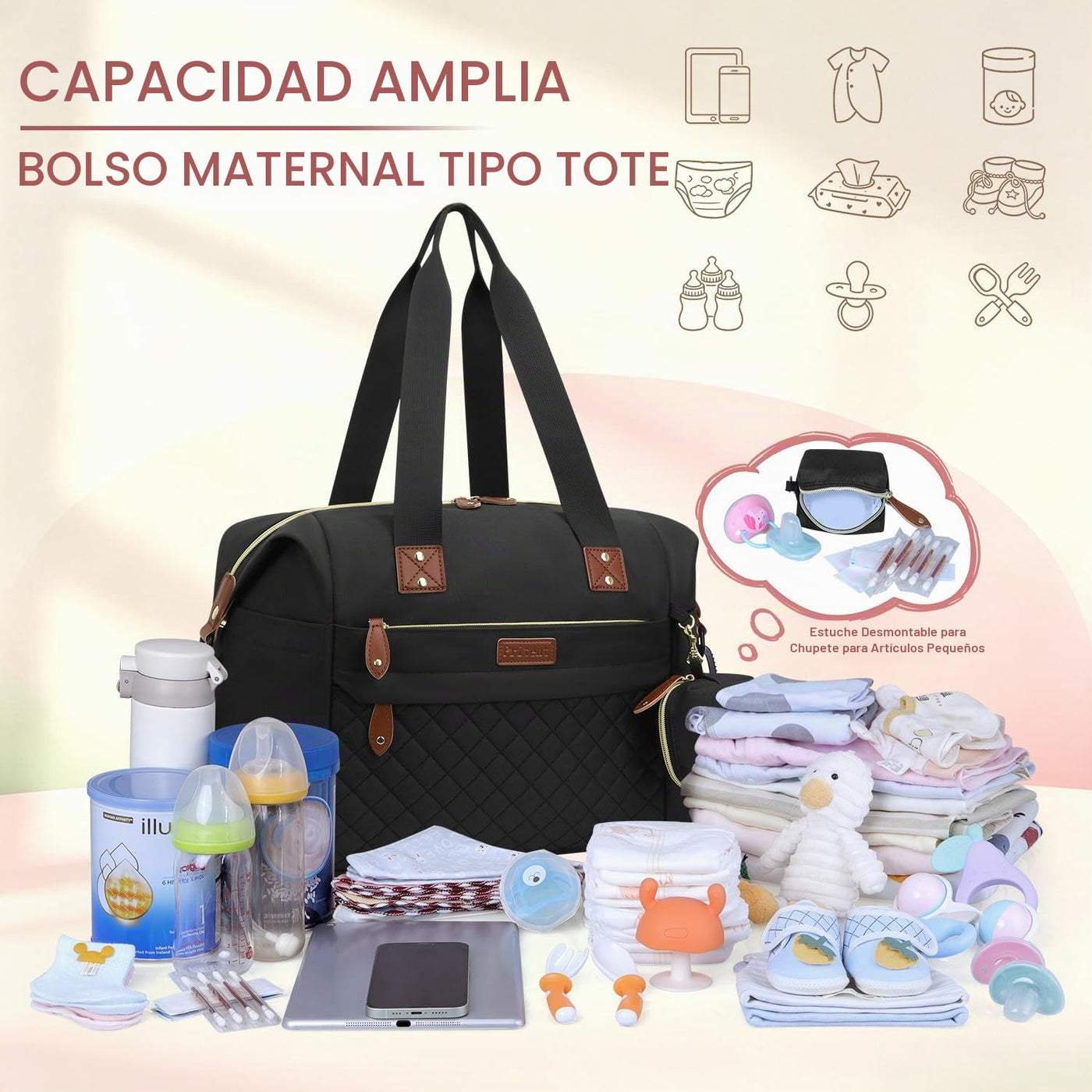 Pritent Bolsa de pañales Tote Impermeable Maternidad Bolsas de Bebé...