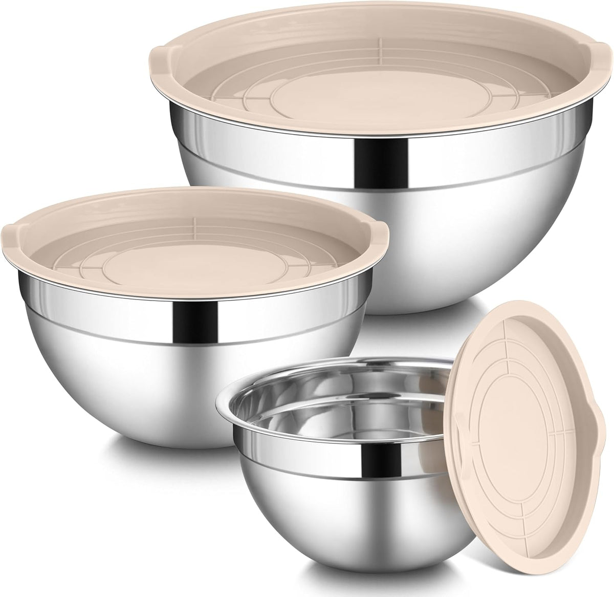 Juego de cuencos para mezclar con tapas herméticas LIANYU, 3 paquet...