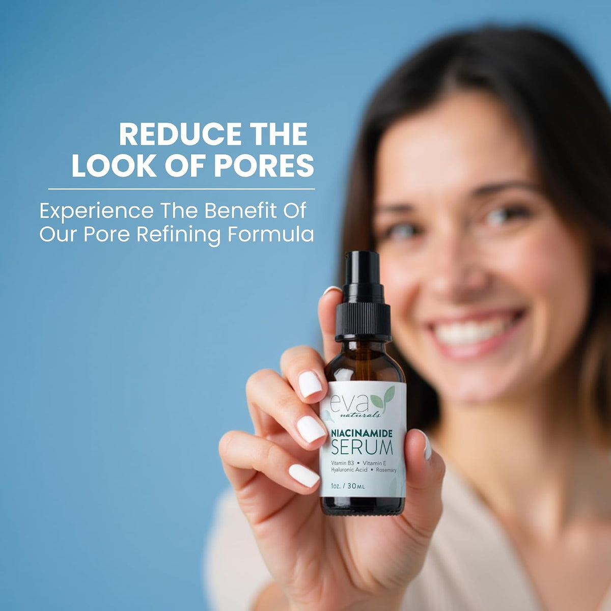 Eva Naturals Suero de niacinamida al 5% para la cara, minimizador d...