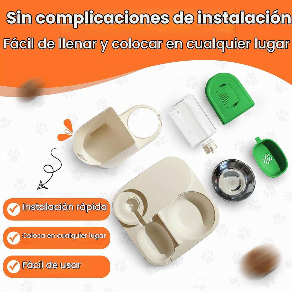 Comedero automático para gatos y dispensador de agua, estación de a...