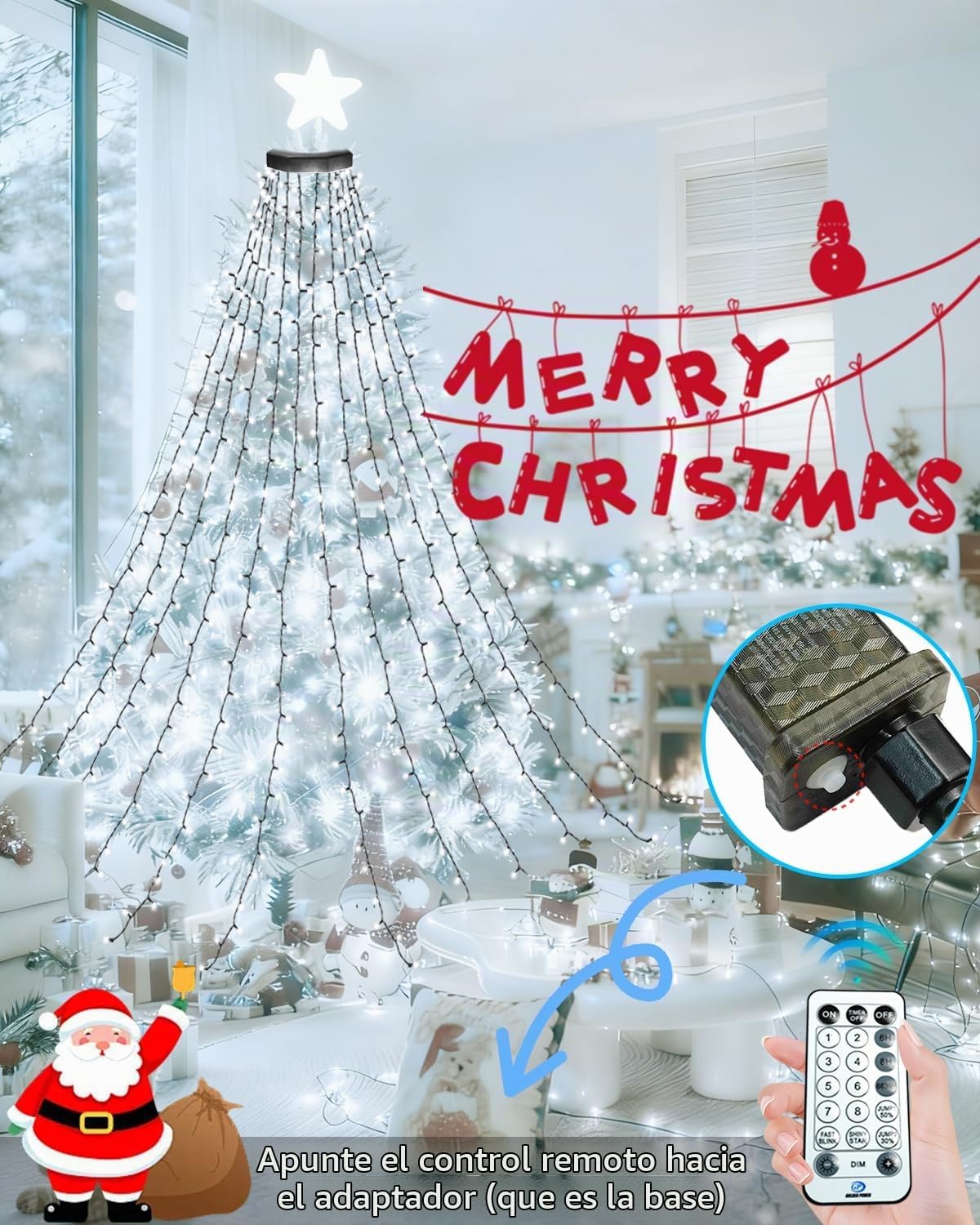 Luces de árbol de Navidad para interiores con control de voz y cont...