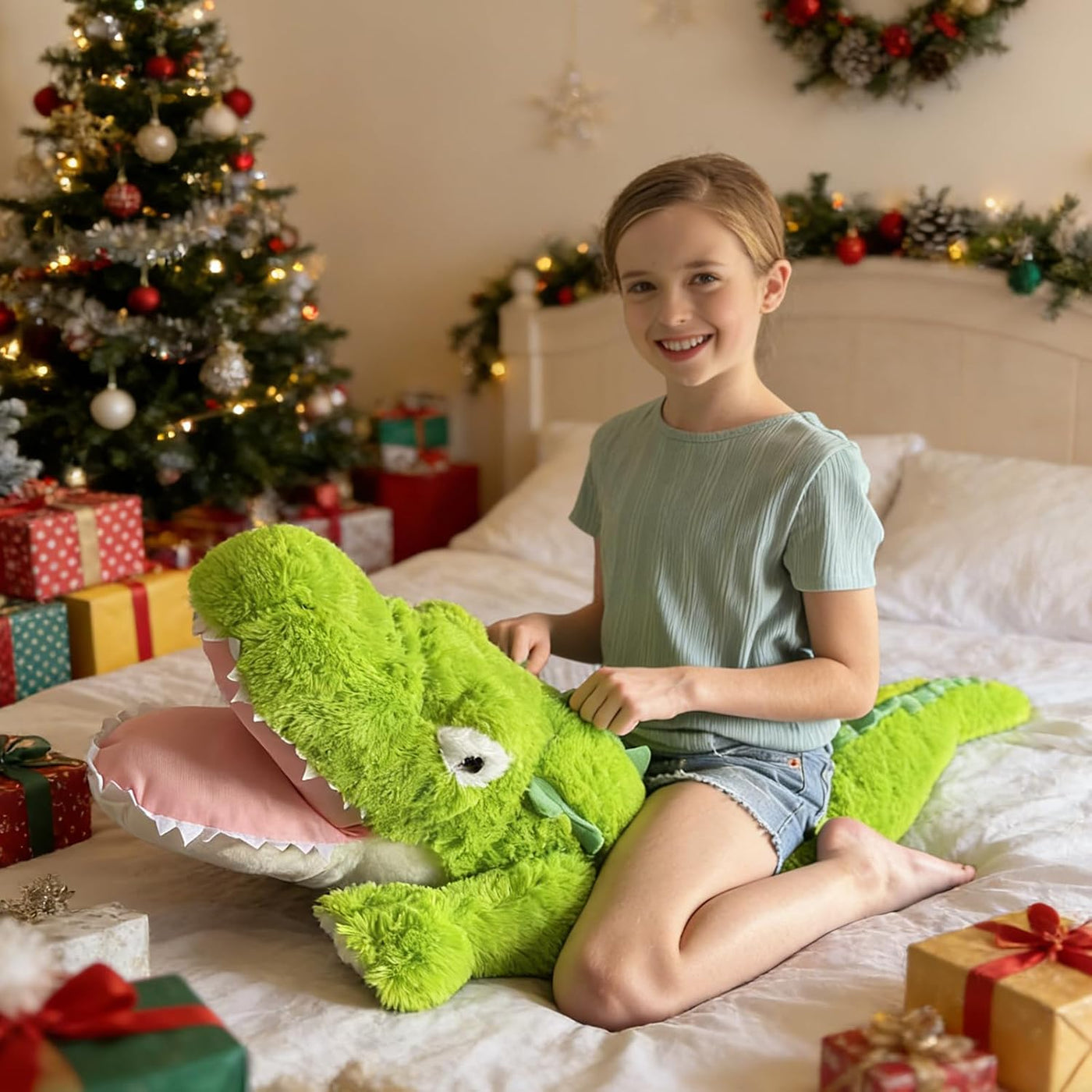 Tezituor Animales de peluche de cocodrilo gigante de 51 pulgadas, a...