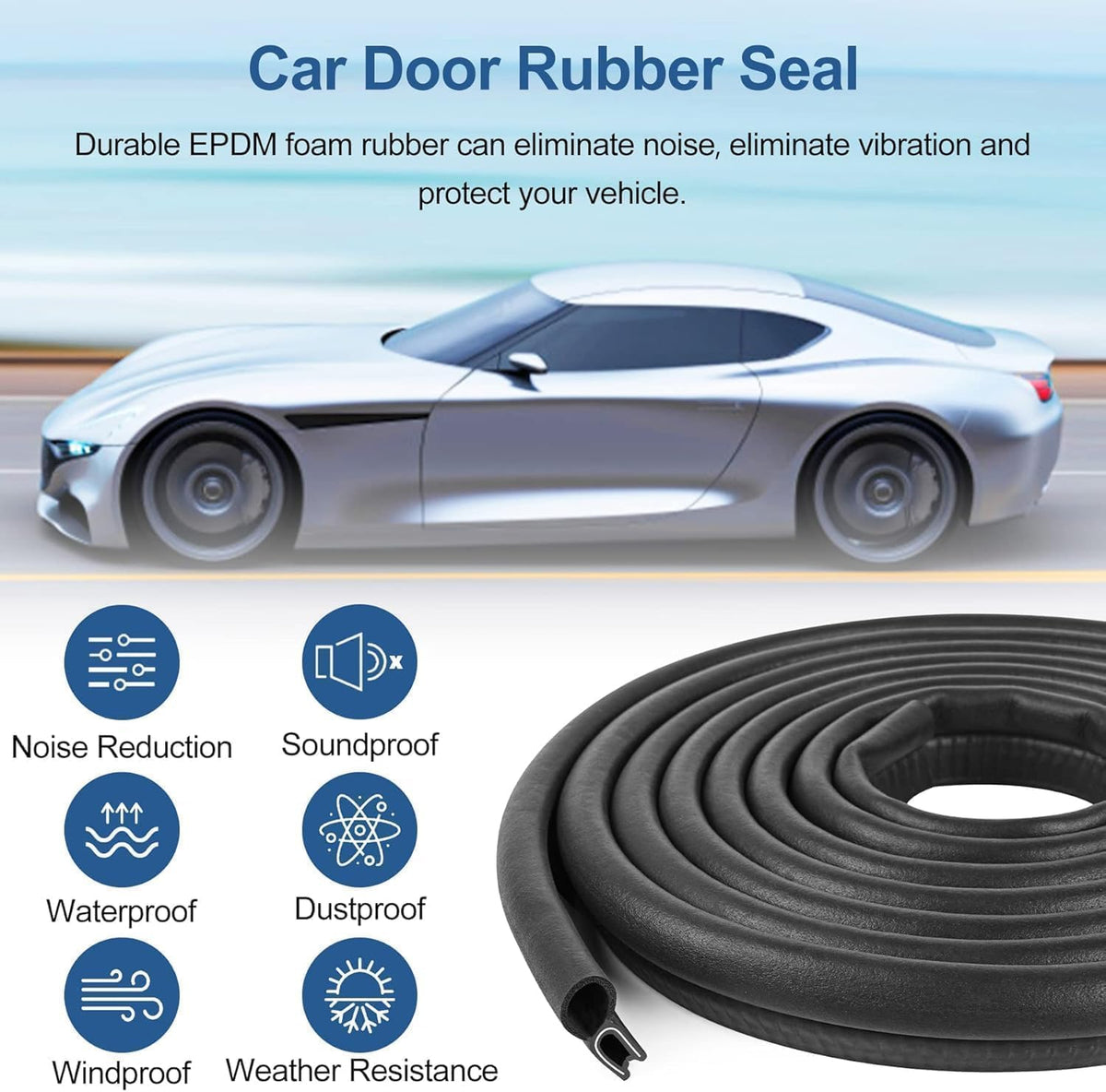 Kikerike Burlete de Sellado para Puertas Automotrices de 70 Pies, T...