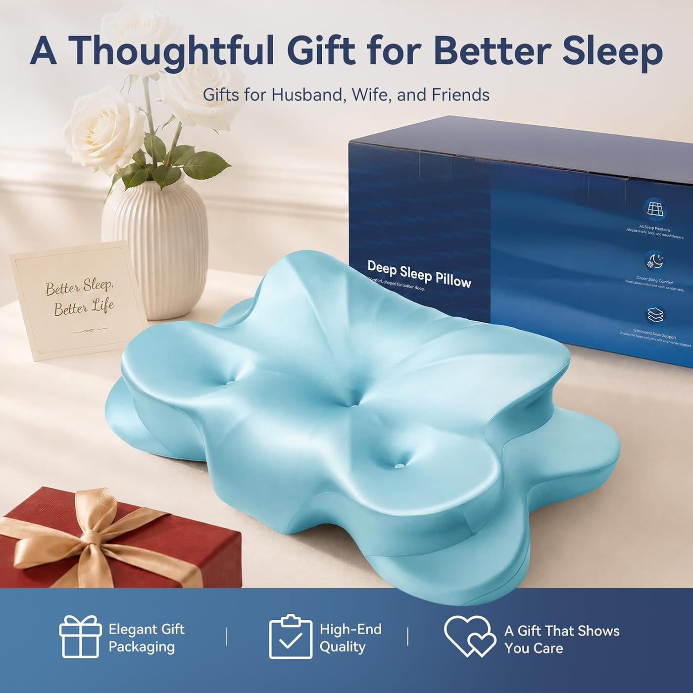 ANYNEST Almohada cervical para dormir, almohada cervical con diseño...