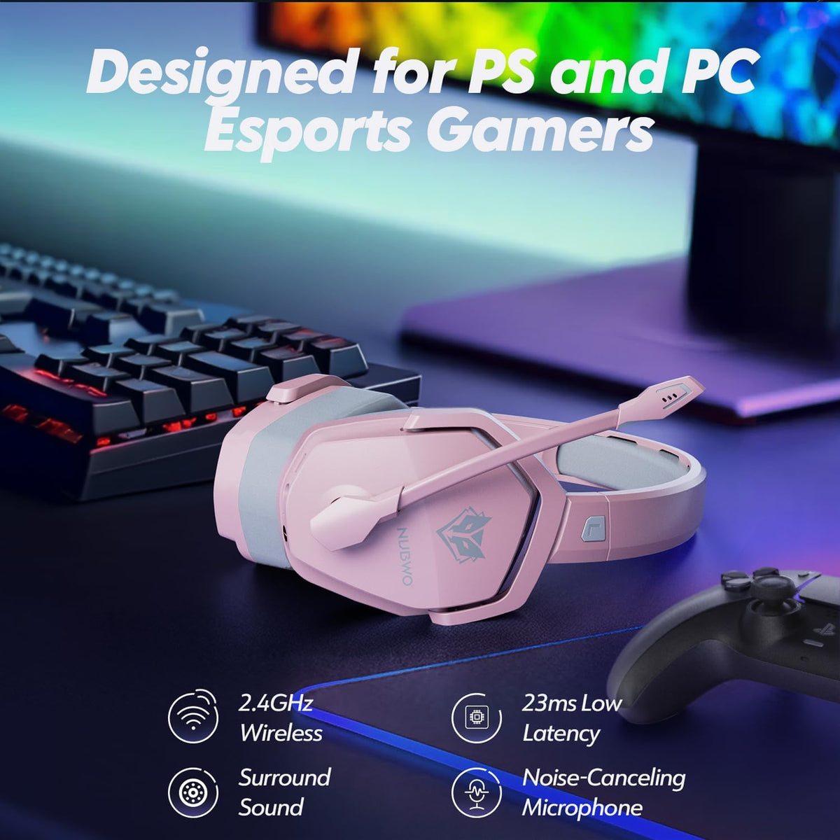 NUBWO G06 Auriculares Gaming Inalámbricos Duales con Micrófono para...