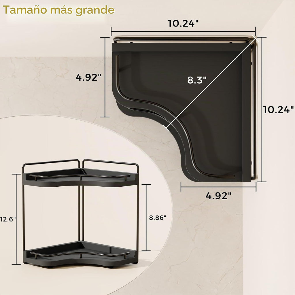 Naeqieo Organizador de encimera de baño de esquina de 2 niveles, es...