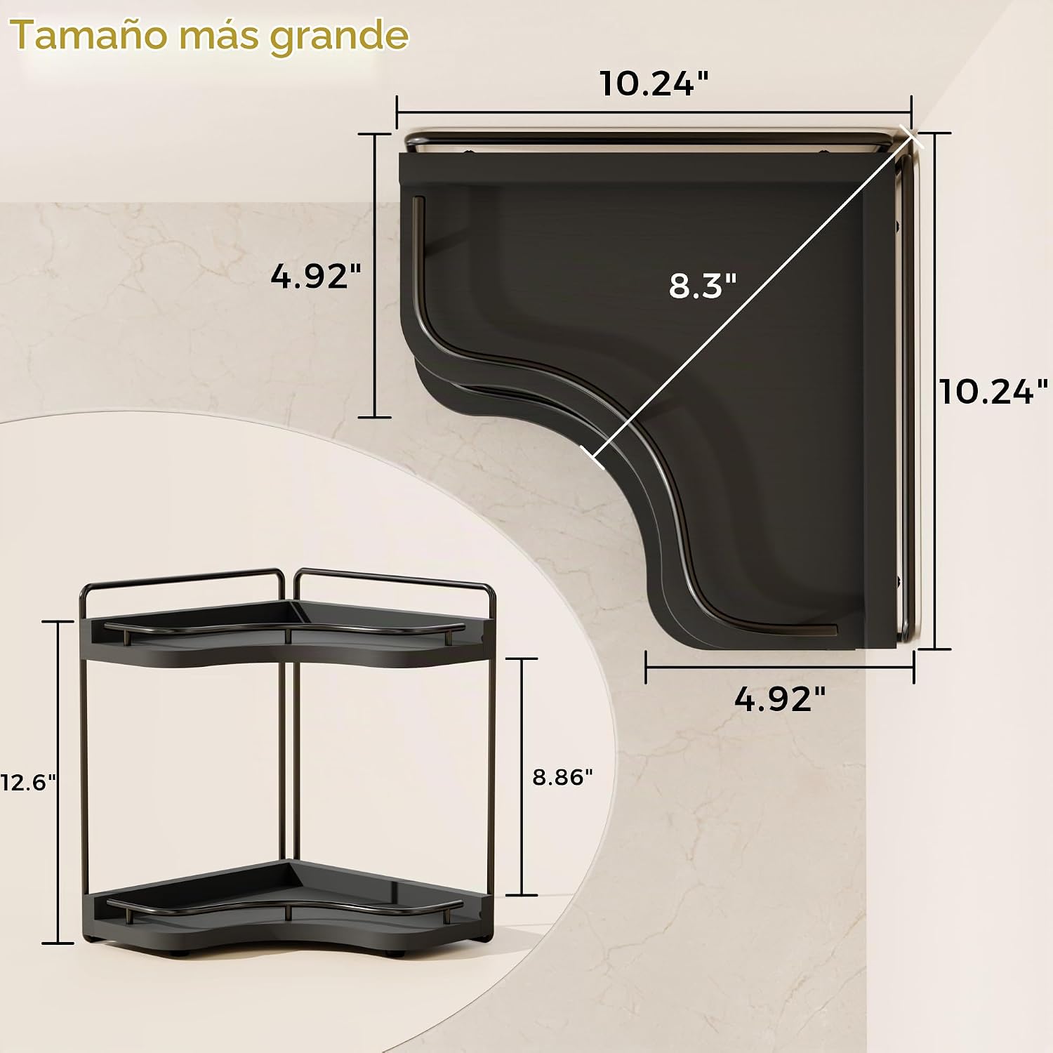 Naeqieo Organizador de encimera de baño de esquina de 2 niveles, es...