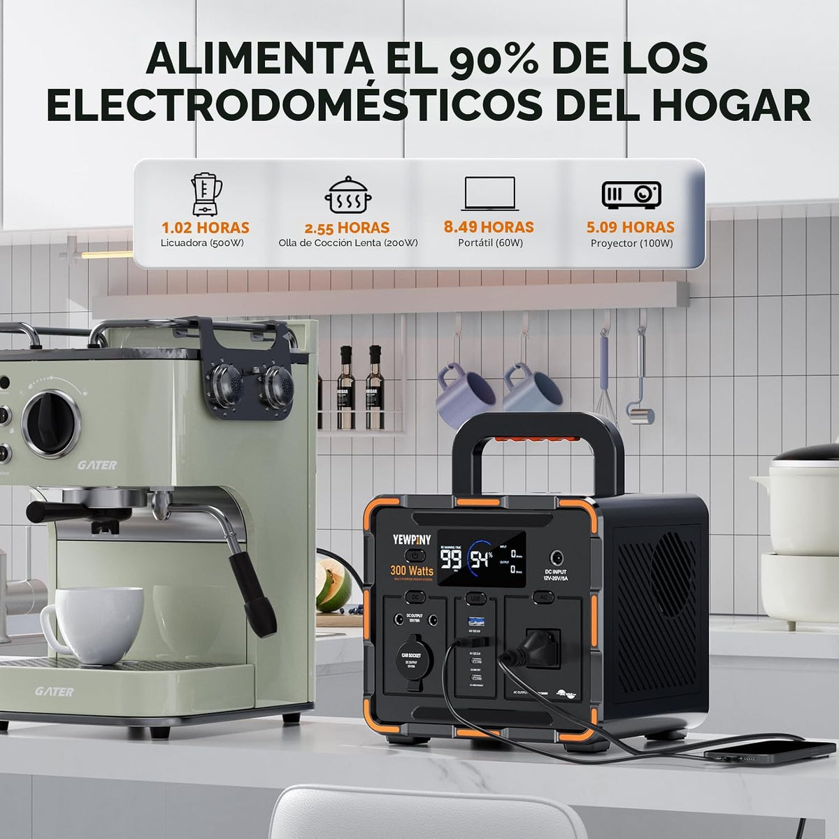 Estación de energía portátil de 300 W, generador solar de 259 Wh, b...
