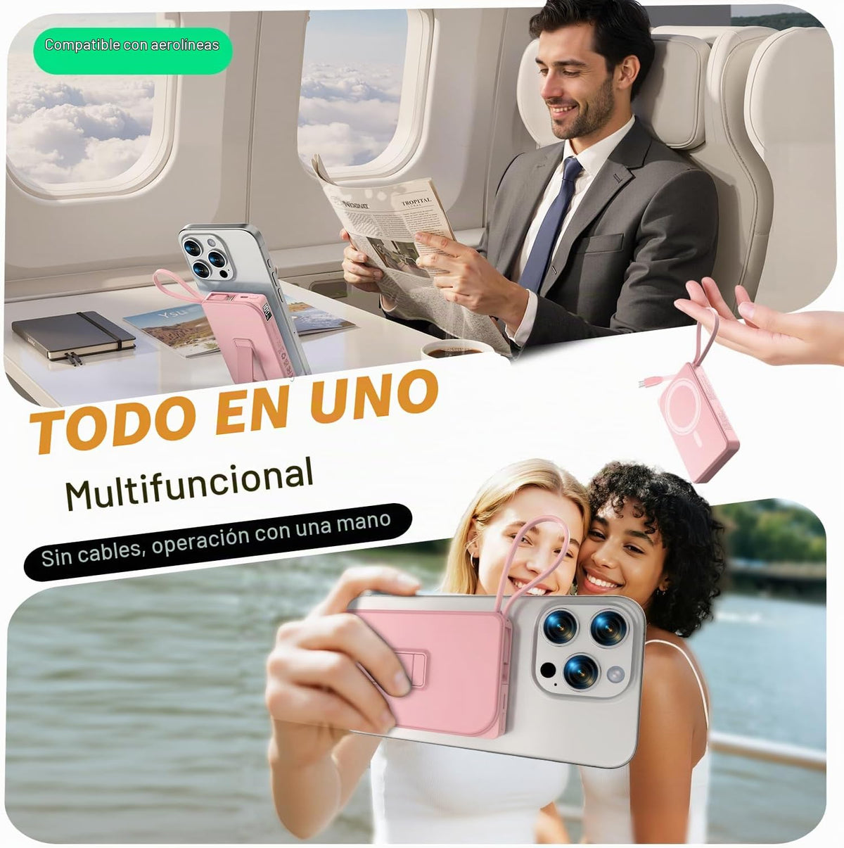 Cargador portátil inalámbrico magnético, banco de energía de 10000...
