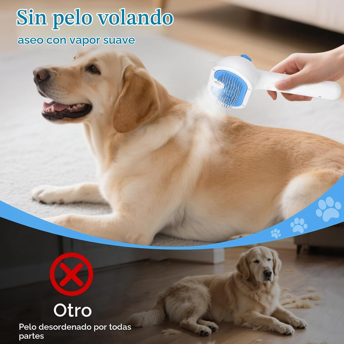 Cepillo de vapor para mascotas para perros y gatos, cepillo de aseo...
