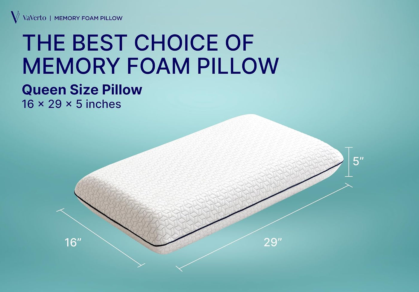Vaverto Almohadas de espuma viscoelástica Queen - Almohada firme -...