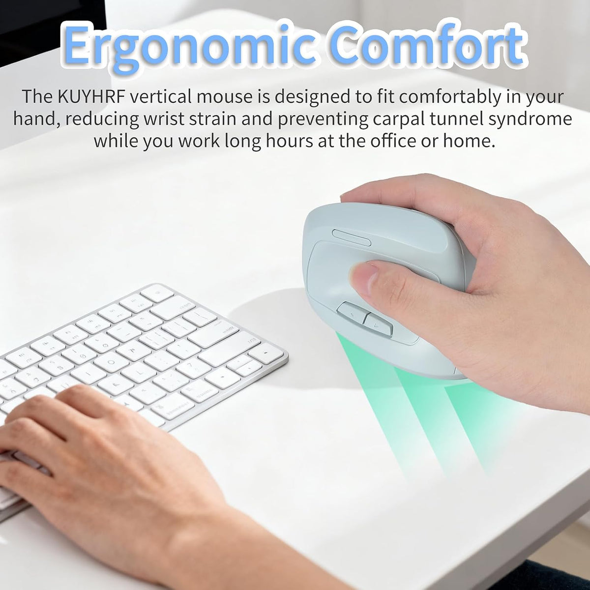 KUYHRF Ratón vertical inalámbrico Bluetooth, diseño ergonómico, rec...