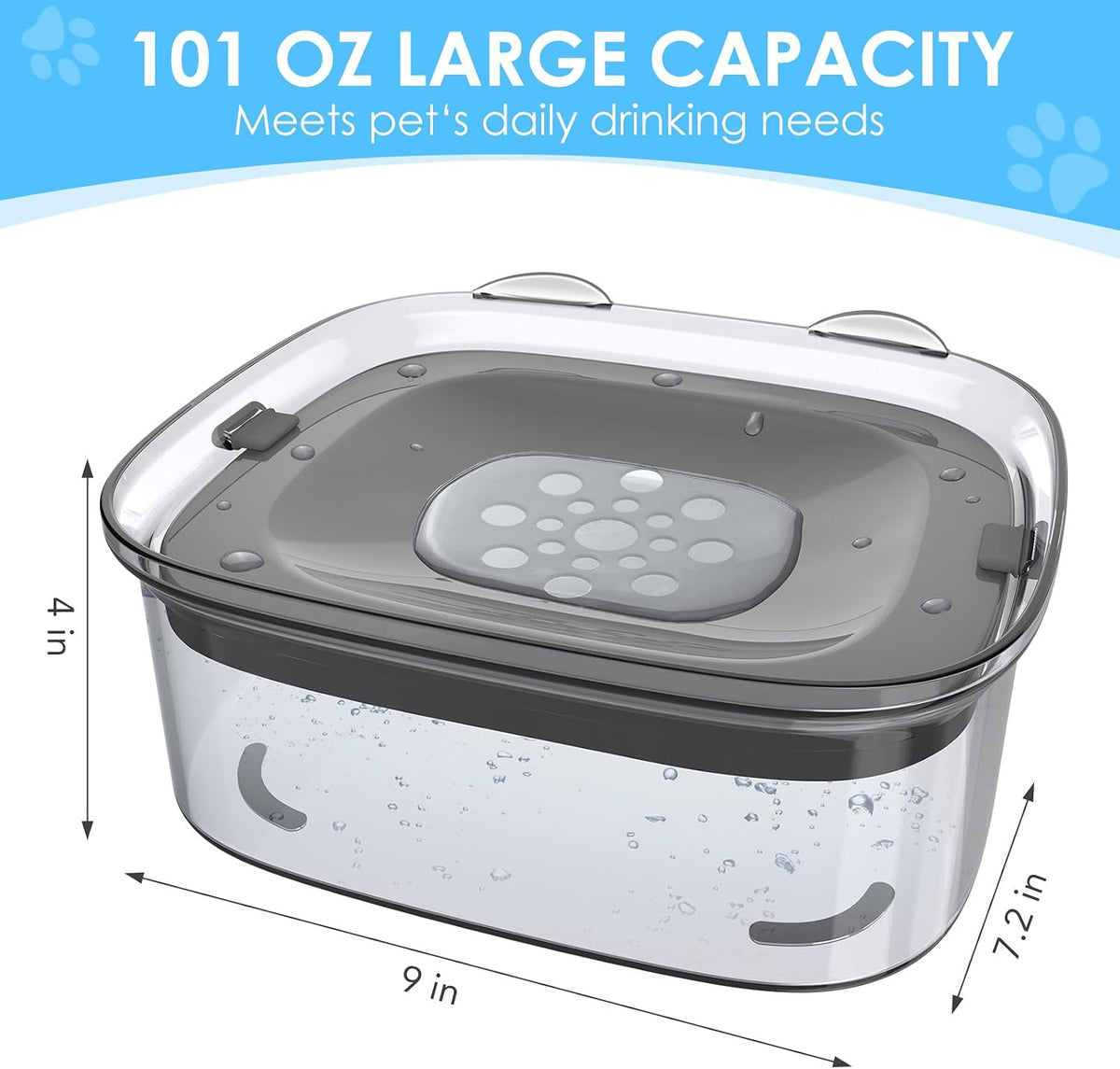 AONKEY Cuenco de agua para perros de 3L sin derrames, cuenco grande...