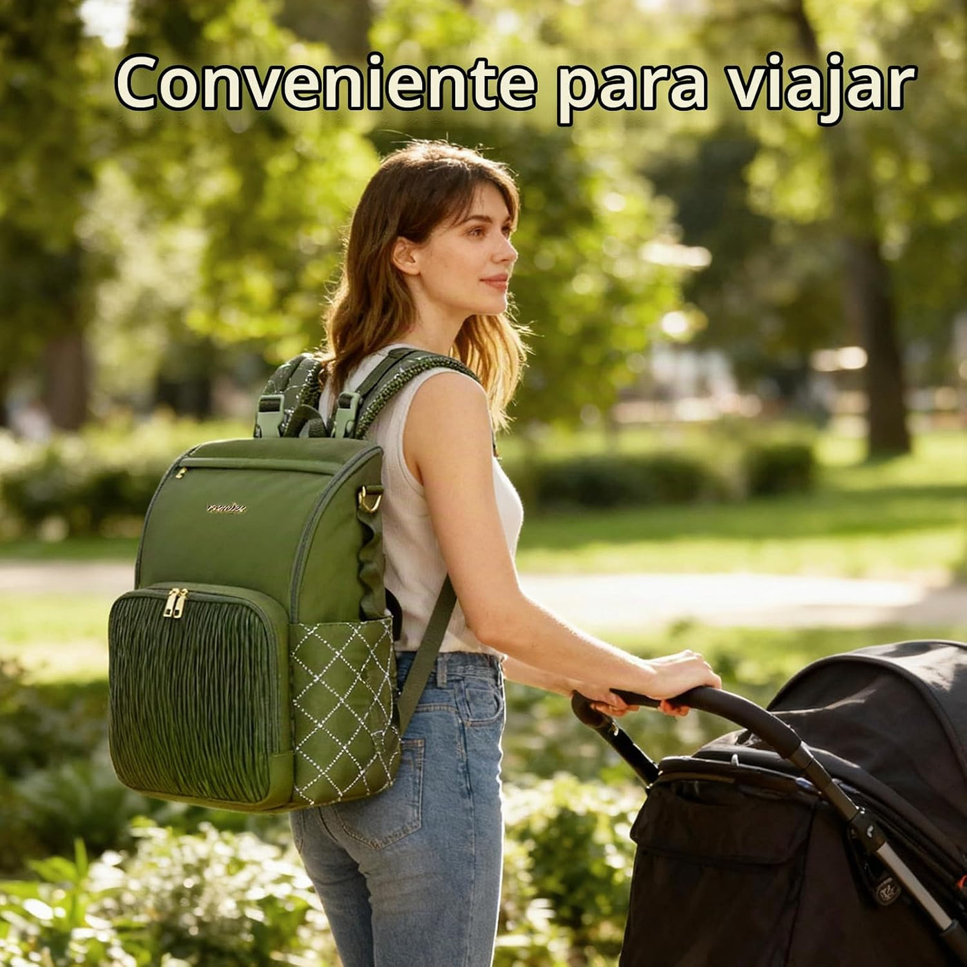 vosmles Elegante bolsa de pañales para bebé, bolsa de bebé con camb...