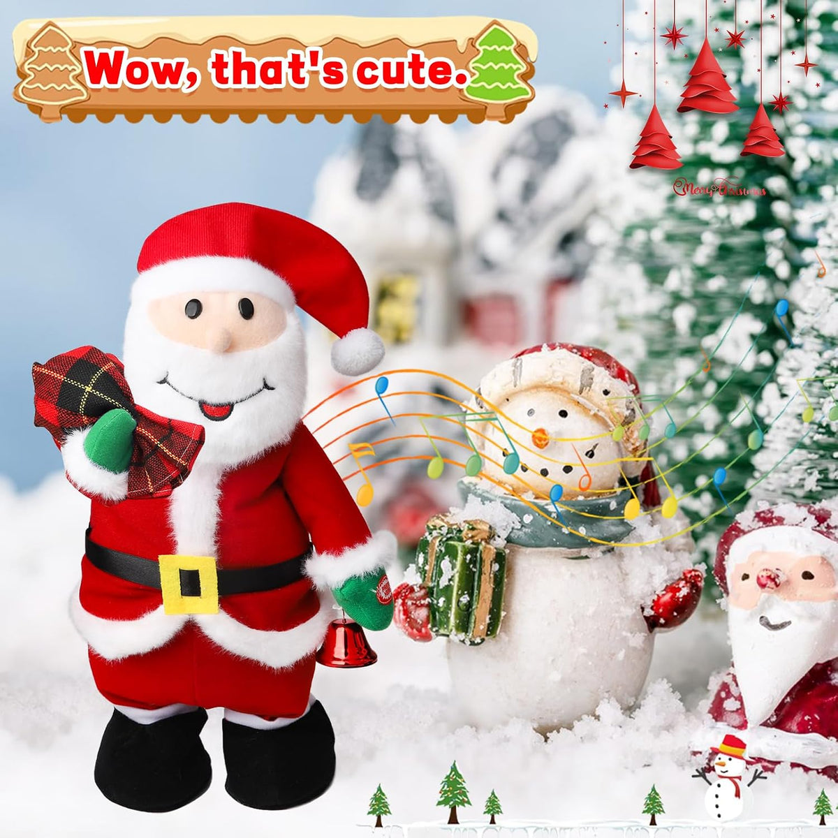 Peluche musical de Papá Noel cantante bailarín, versión de rock can...