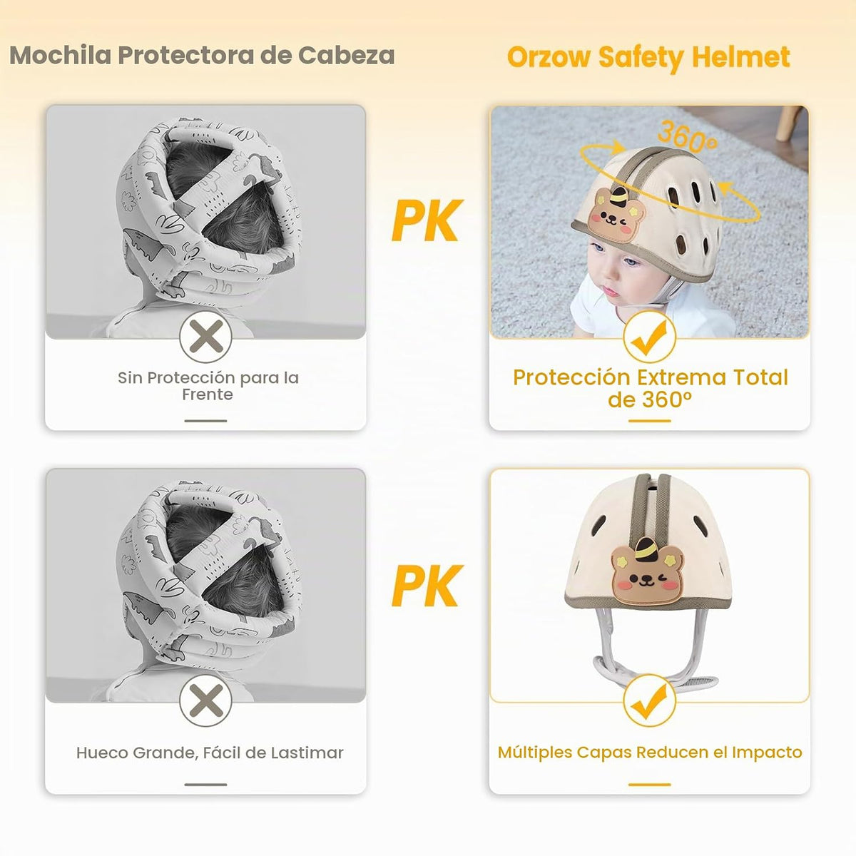 Protector de cabeza de bebé, casco infantil para gatear y caminar d...
