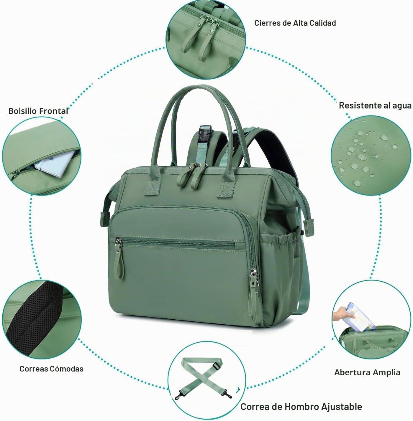 LORADI Bolsa de pañales convertible, parte superior abierta de 14 b...