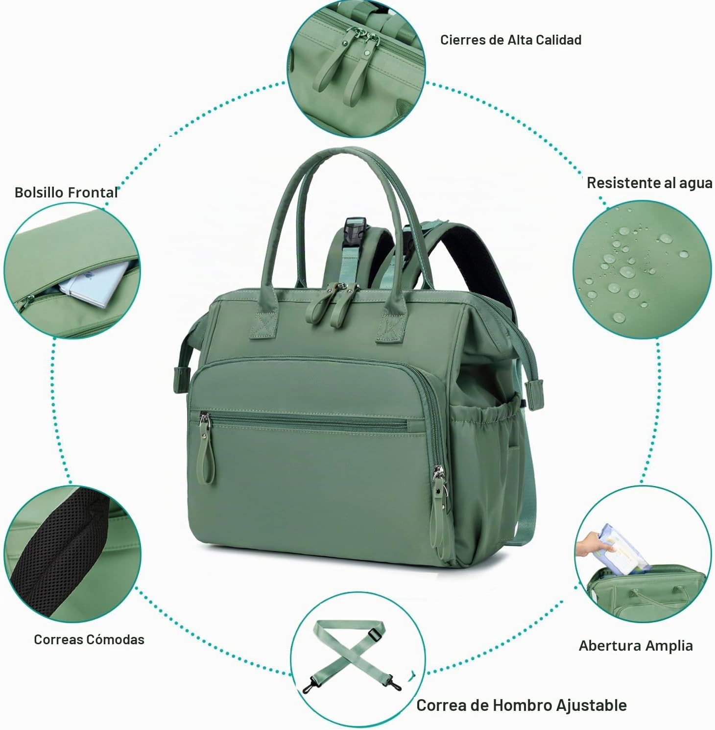 LORADI Bolsa de pañales convertible, parte superior abierta de 14 b...