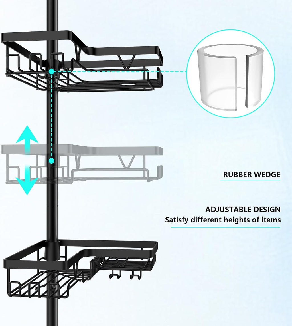 DAOYA Corner Shower Caddy Tension Pole - Organizador de ducha de 4...