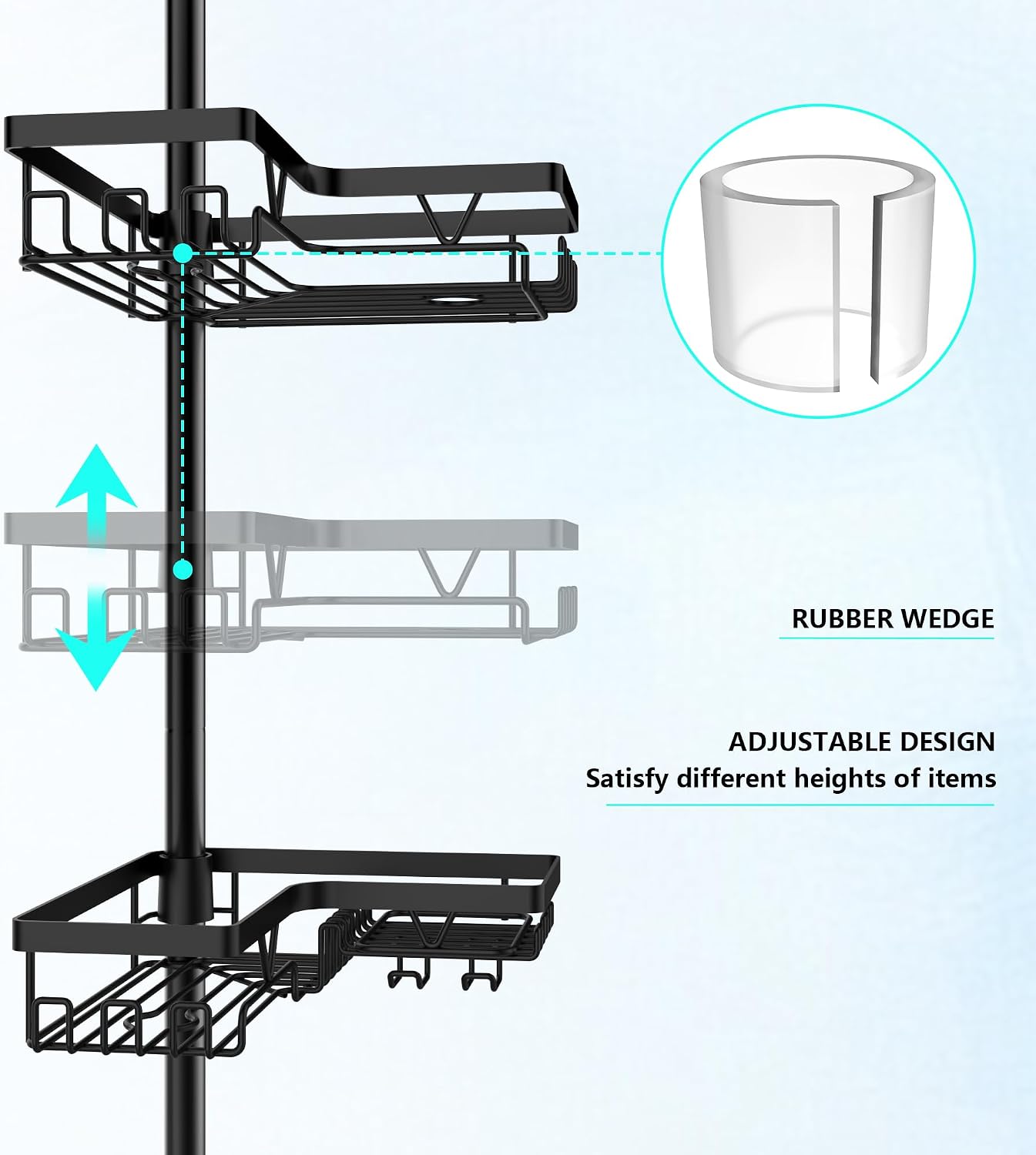 DAOYA Corner Shower Caddy Tension Pole - Organizador de ducha de 4...
