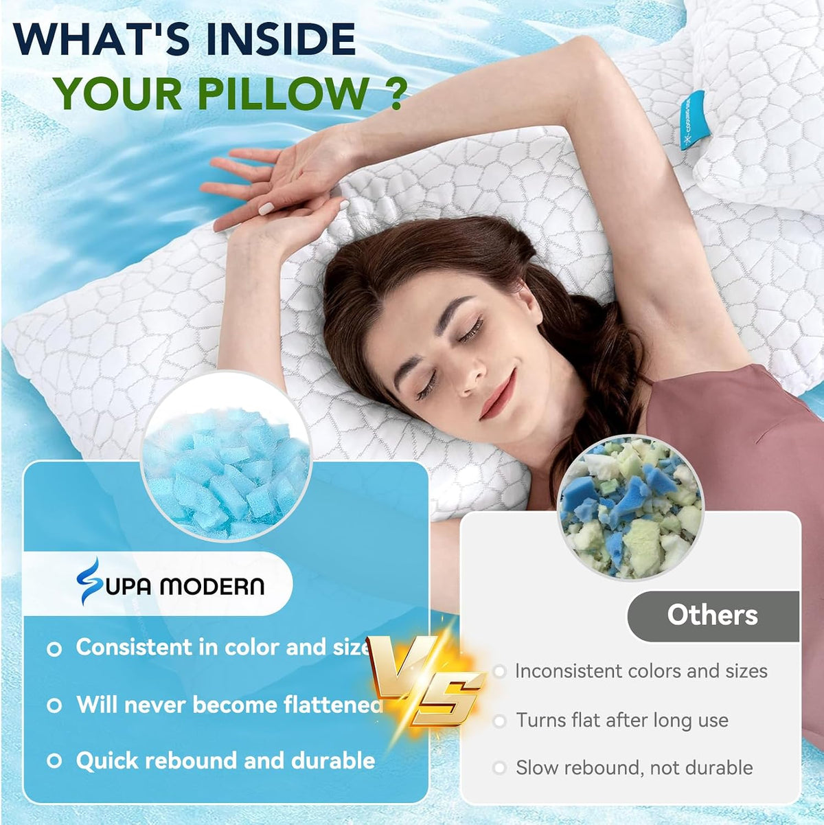 SUPA MODERN Juego de 2 almohadas refrescantes tamaño Queen, almohad...