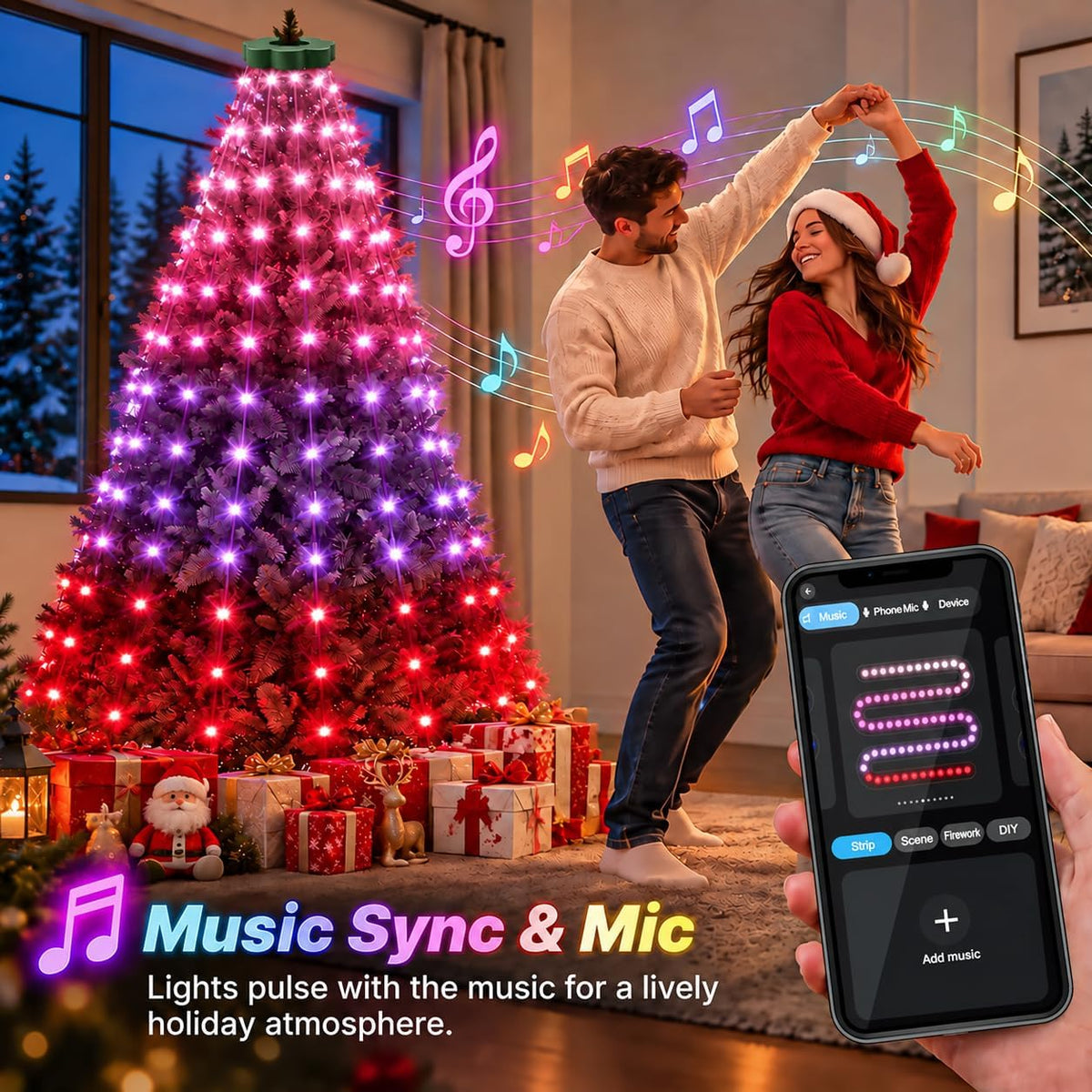 RUMCU LIFE Luces inteligentes para árbol de Navidad con temporizado...