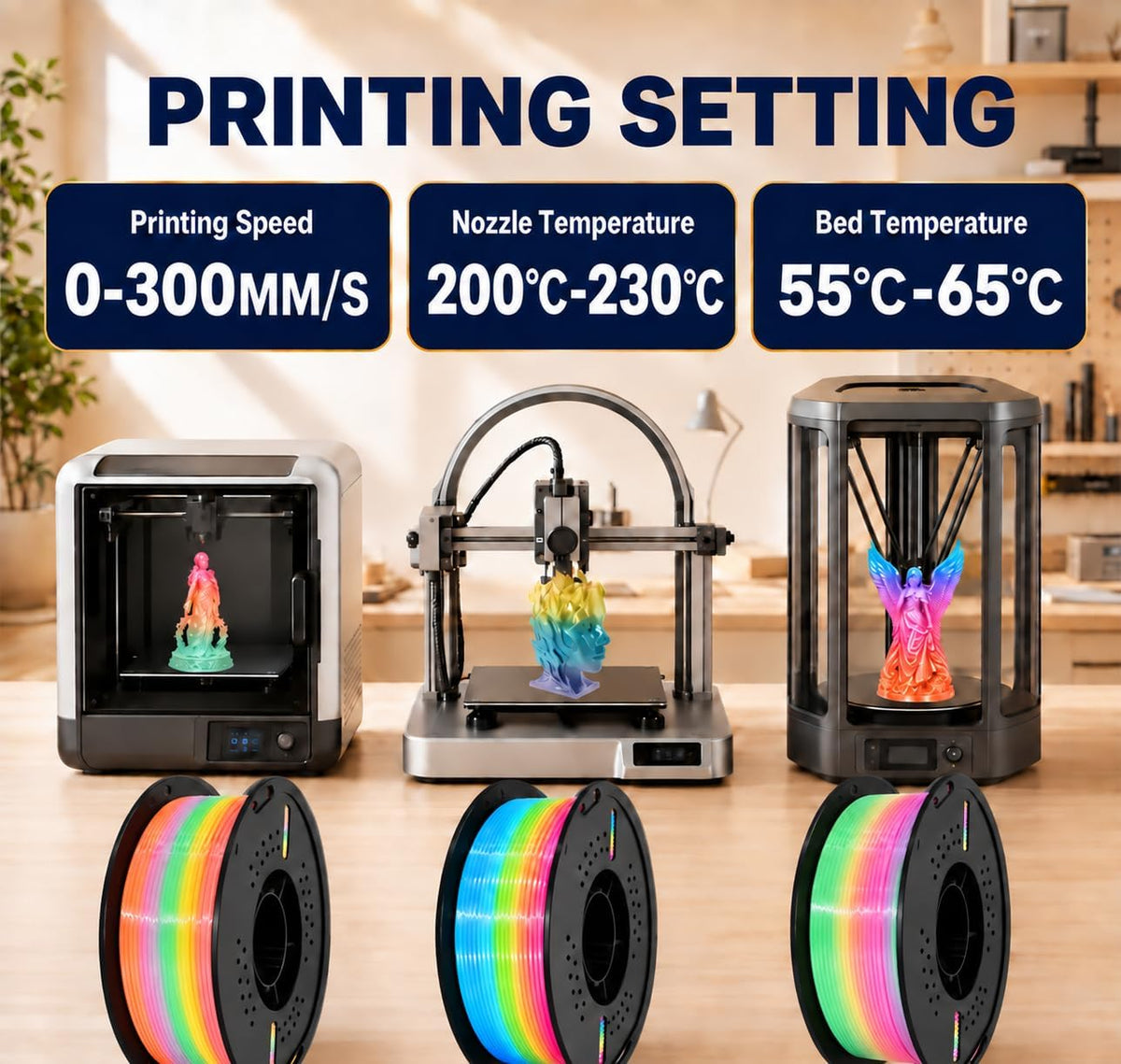 Filamento de impresora 3D Peach Silk Rainbow PLA+ de 0.07 in, 2.2 l...