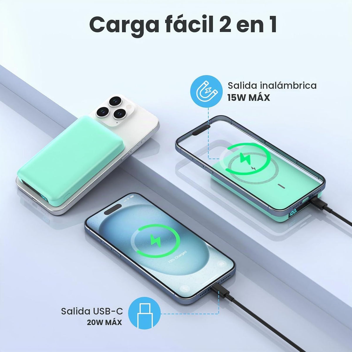 HHETP Cargador portátil magnético de 10800 mAh para batería Magsafe...
