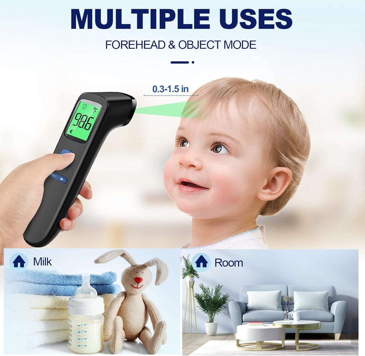 Termómetro sin contacto para adultos, niños y bebés, precisión rápi...