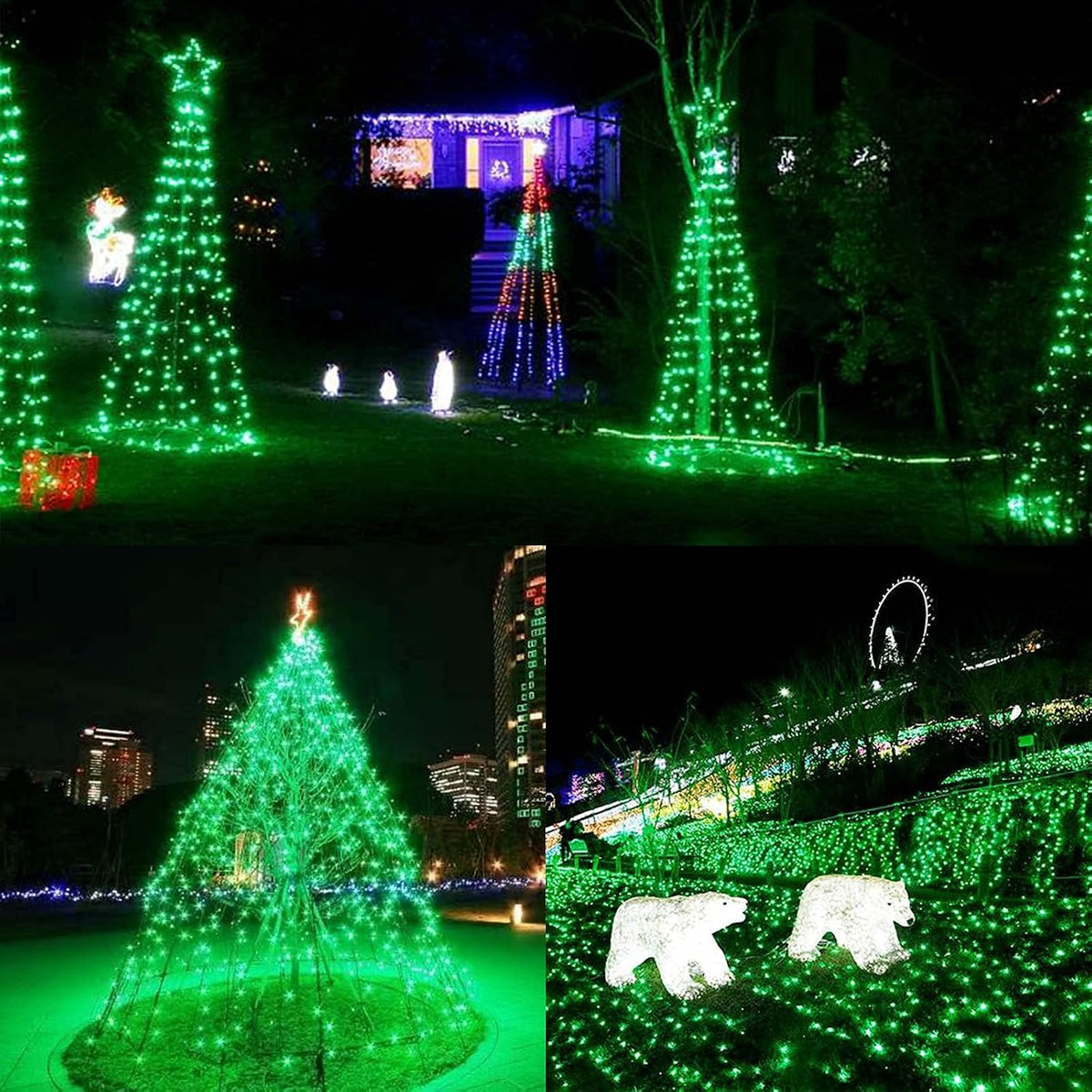 La secuencia verde extensible de la Navidad de 75,8 pies 200 LED en...
