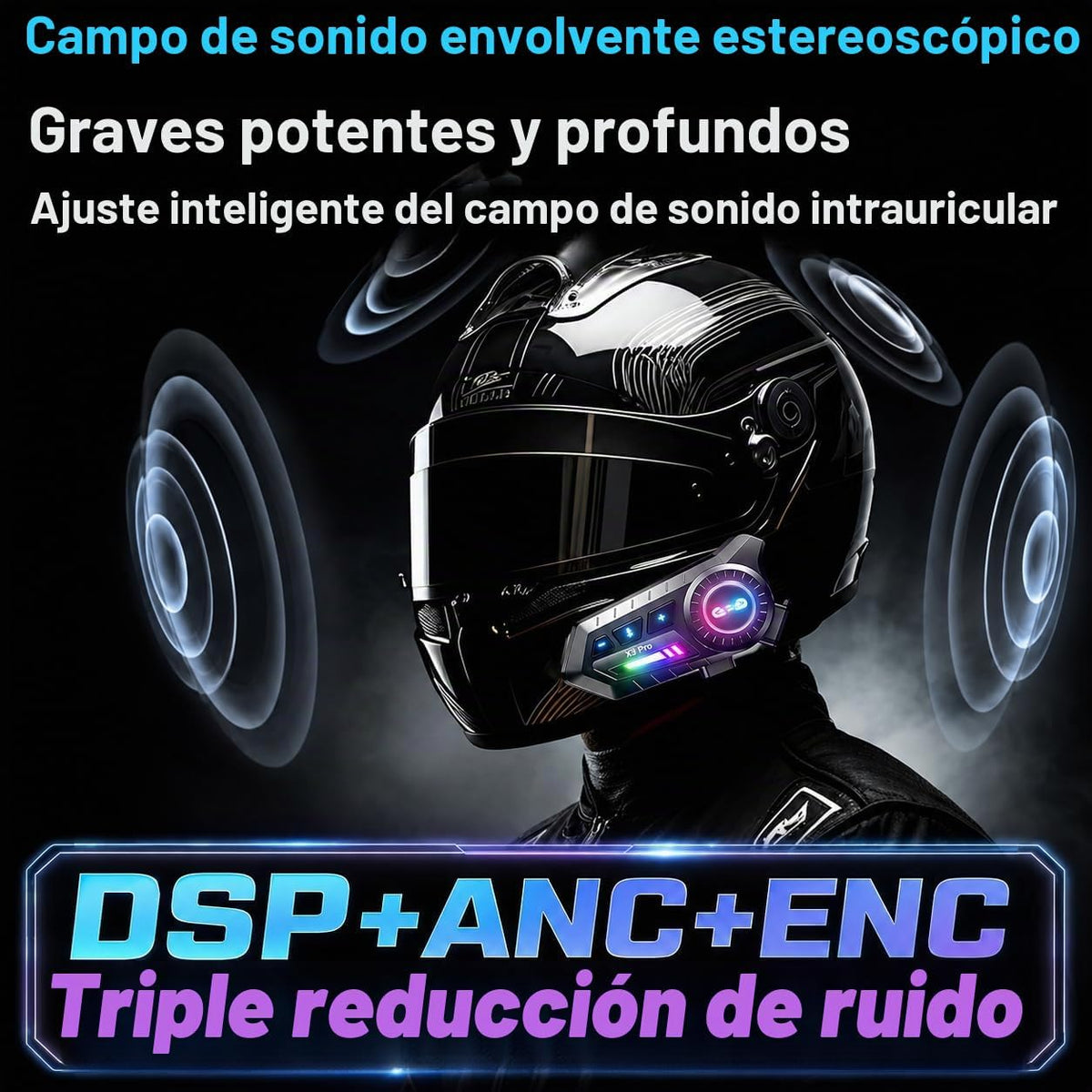 PUSABIYOU Intercomunicador inalámbrico para motocicleta, auriculare...
