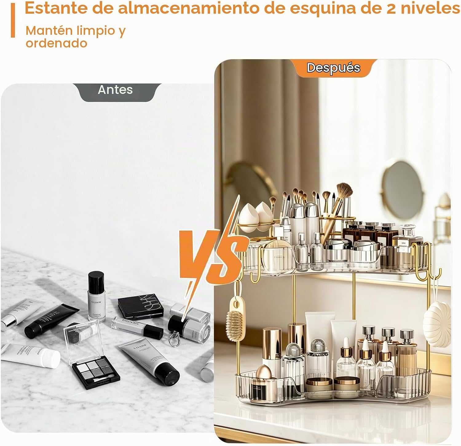 Greenby Organizador esquinero de 2 niveles para mostrador de baño,...