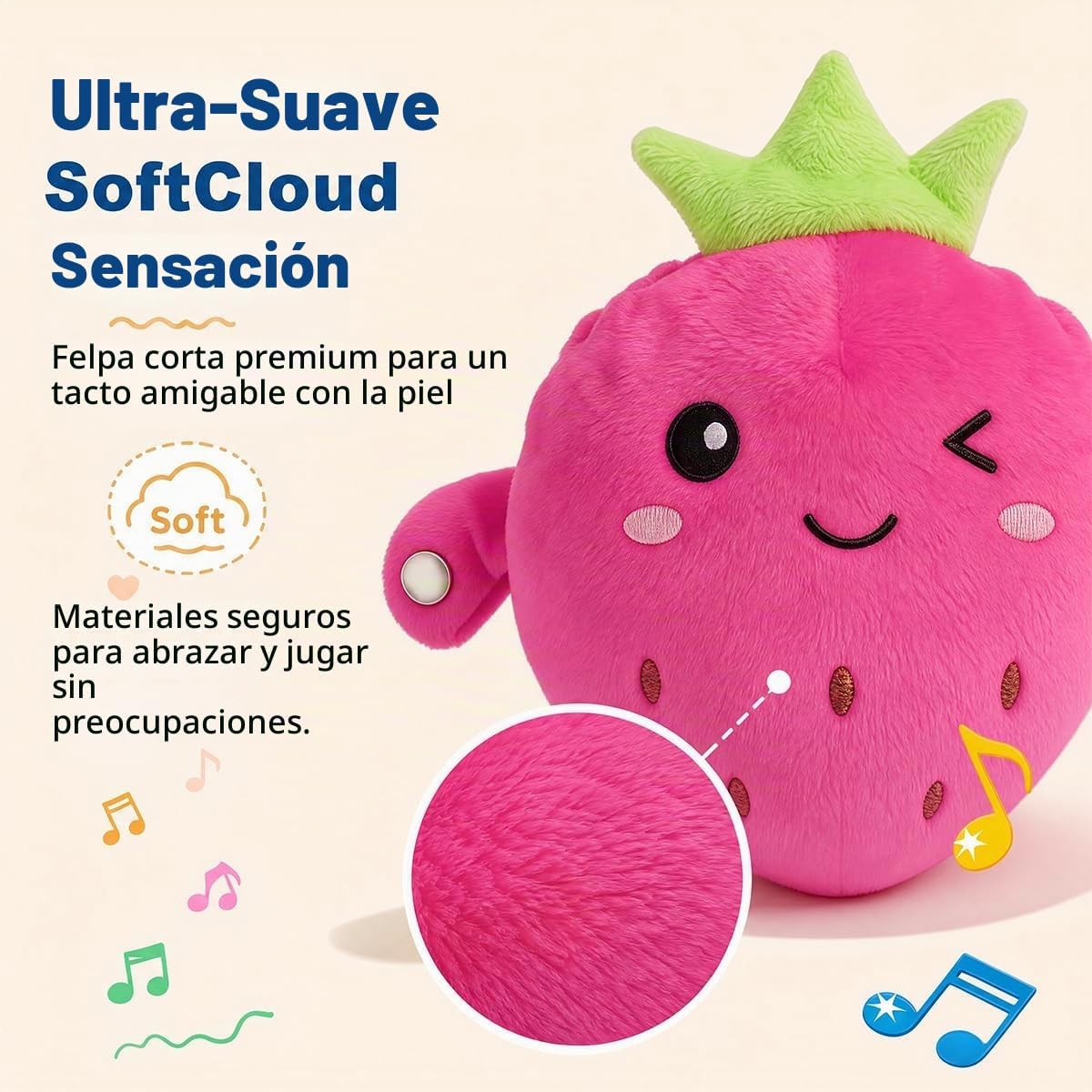 Juguete sensorial musical para bebé, juguete interactivo de peluche...