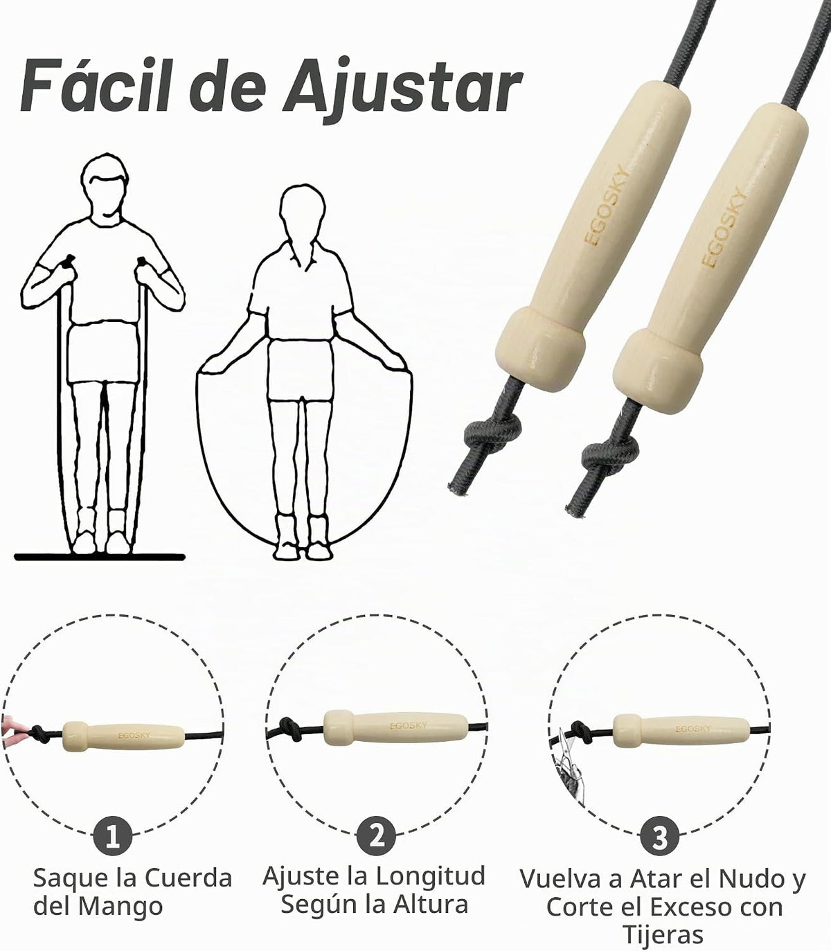 EGOSKY - Cuerda de saltar para mujeres, hombres y niños, cuerda de...