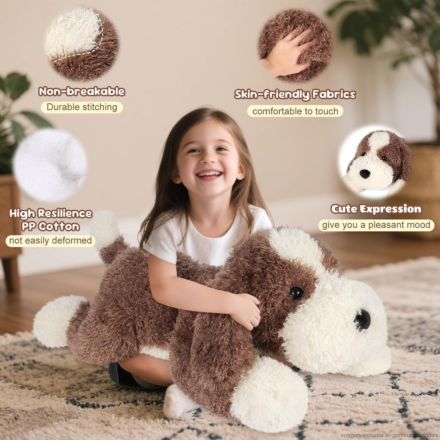 SuzziPals Perro Gigante de Peluche Marrón de 76 cm, Animal de Peluc...