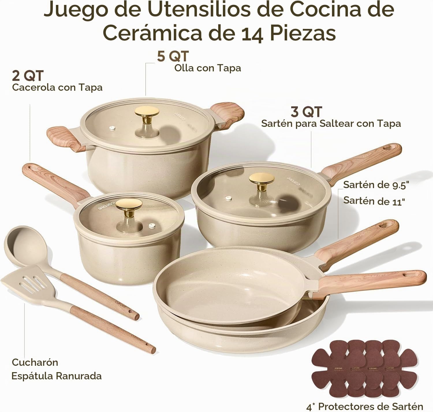 CAROTE Juego de ollas y sartenes, juego de utensilios de cocina de...