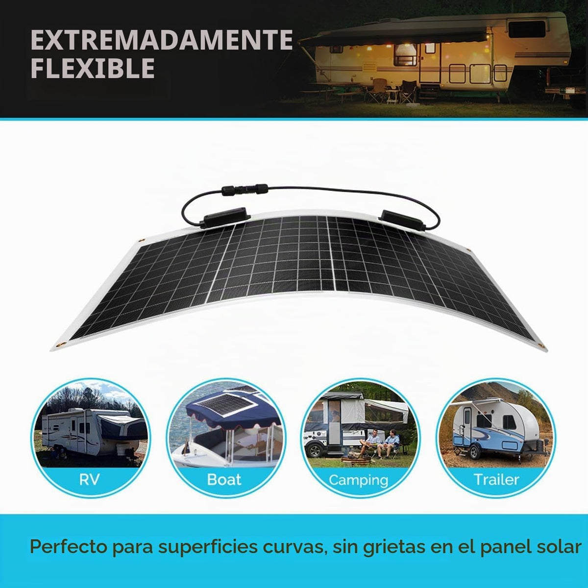 Renogy Panel Solar Flexible de 50 Vatios 12 Voltios Monocristalino...