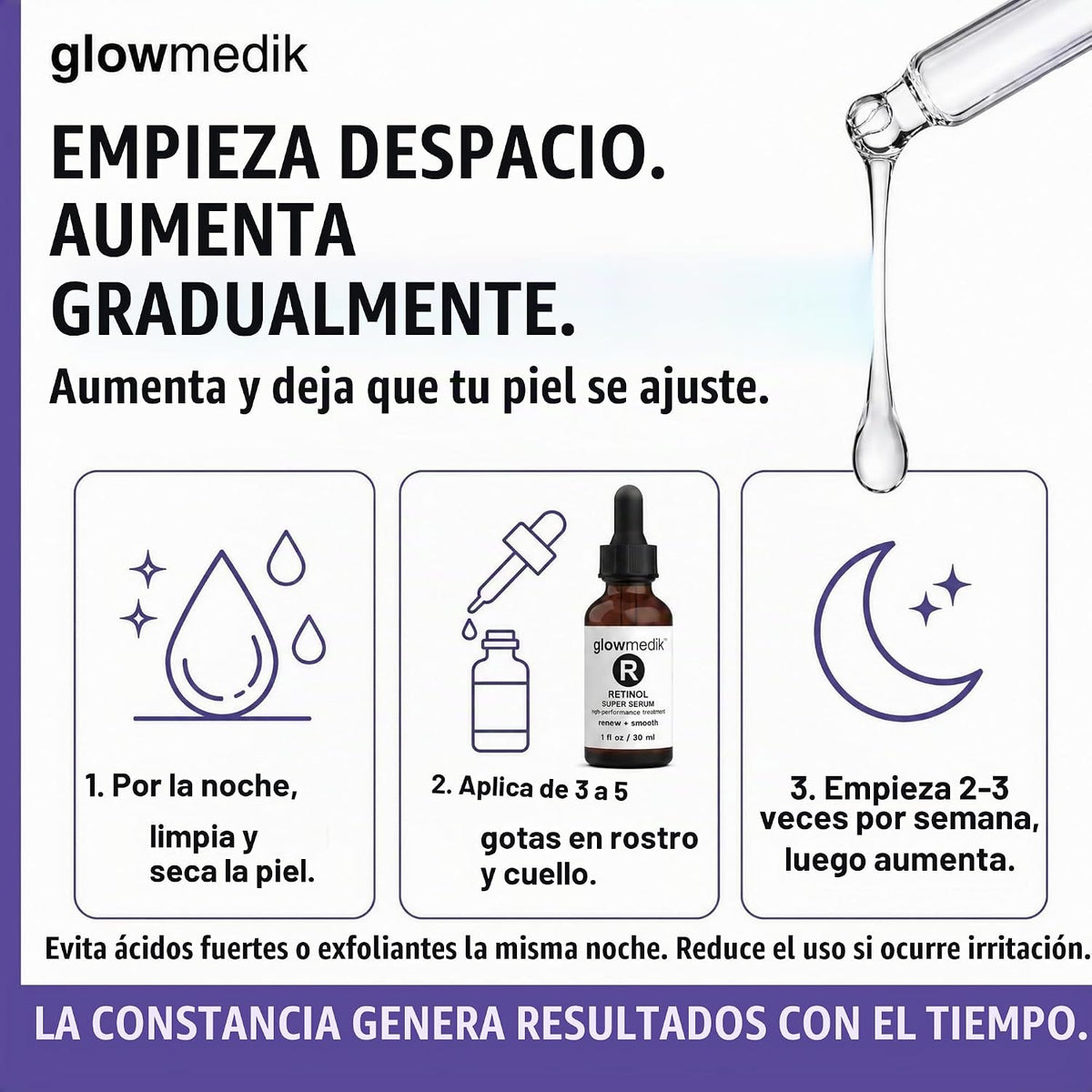 Glowmedik Suero potenciador de retinol para cara con ácido hialurón...
