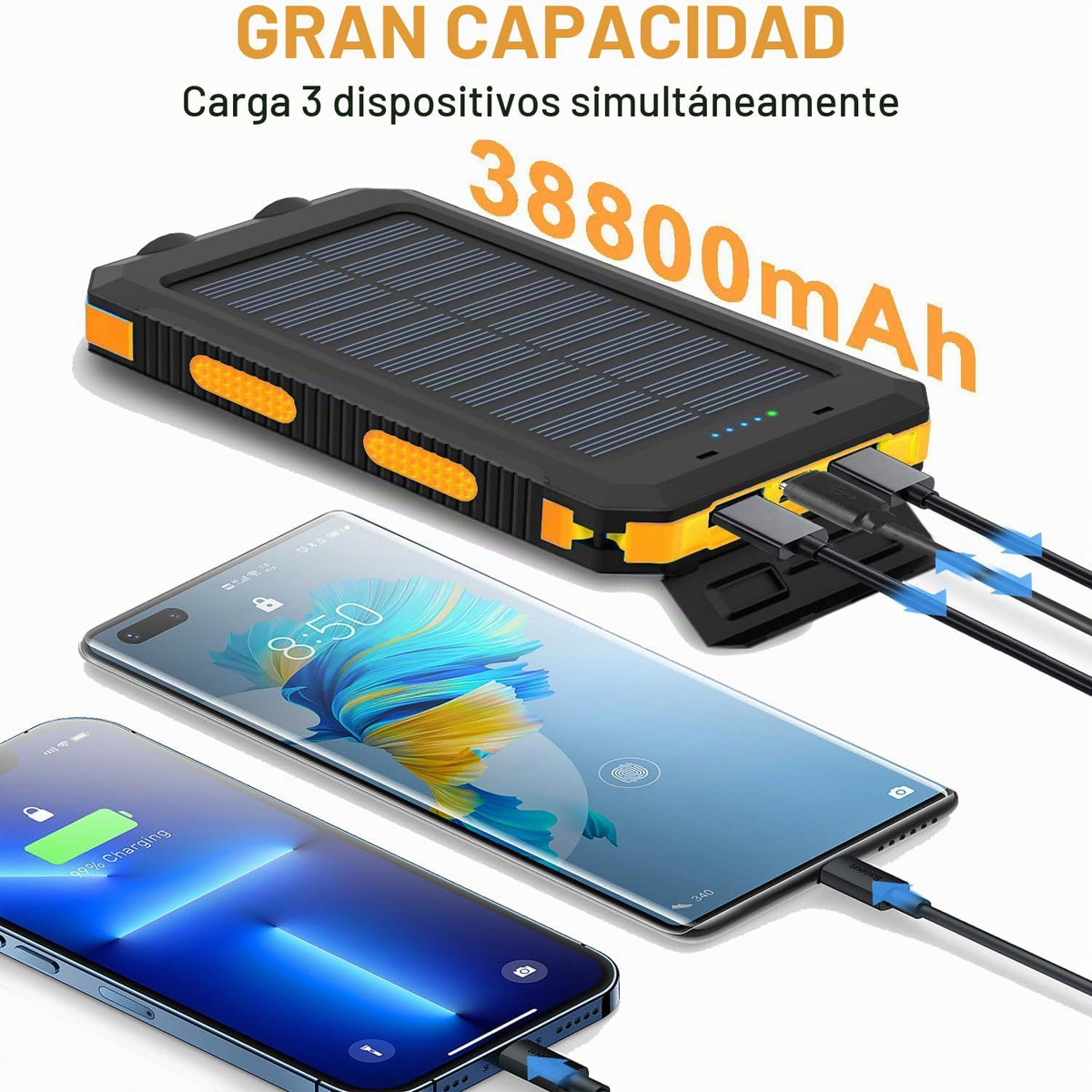 YELOMIN Banco de energía solar de 38800 mAh, cargador portátil USB-...
