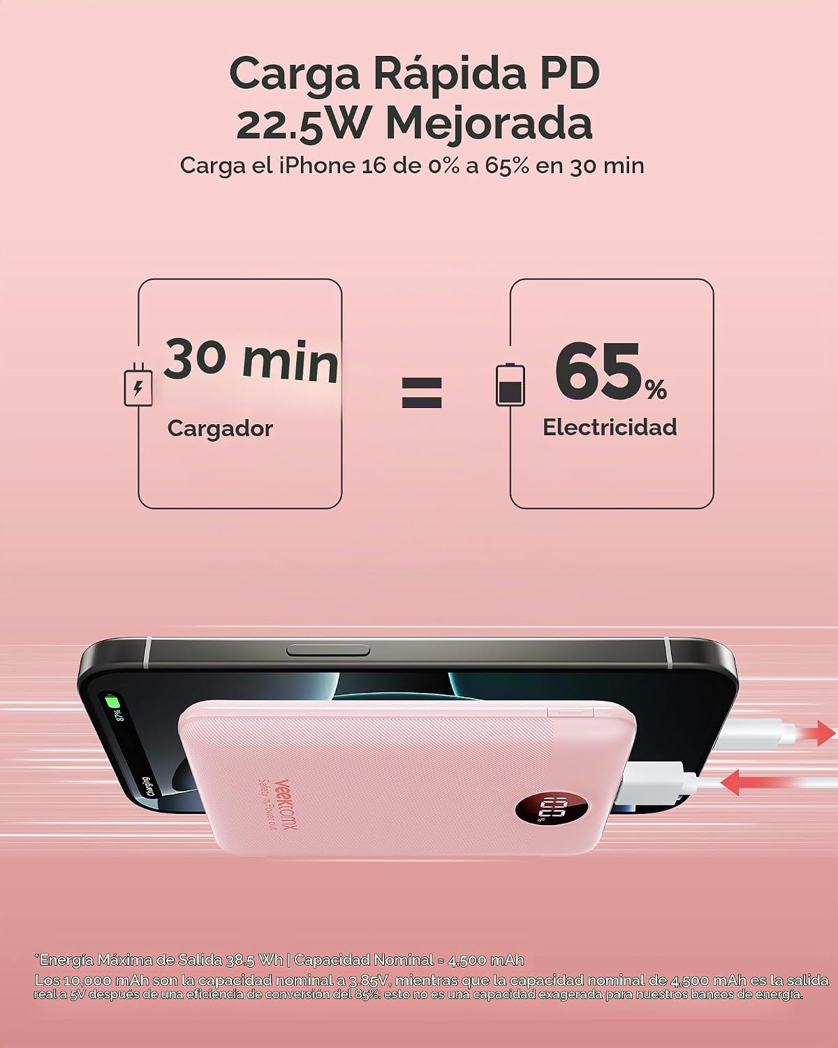 Cargador portátil 10000mAh, banco de energía ultra delgado de carga...
