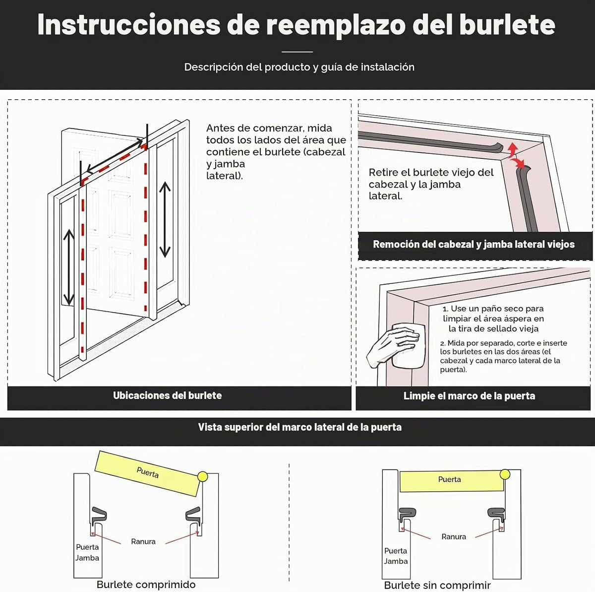 BBTO Burlete Sellado de Puerta Exterior Burlete para Ventana Espuma...
