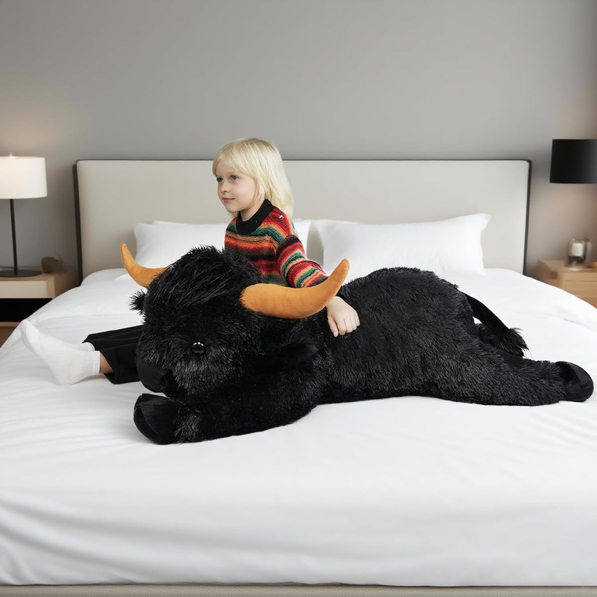 WDXDSOB Peluche de Vaca Highland Gigante Negra de 38.5 Pulgadas - A...