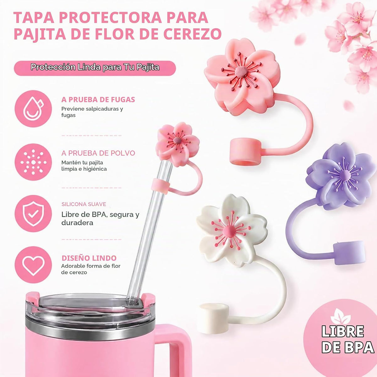 BTYHAOS Cubiertas de pajilla, a prueba de polvo, para vaso Stanley...
