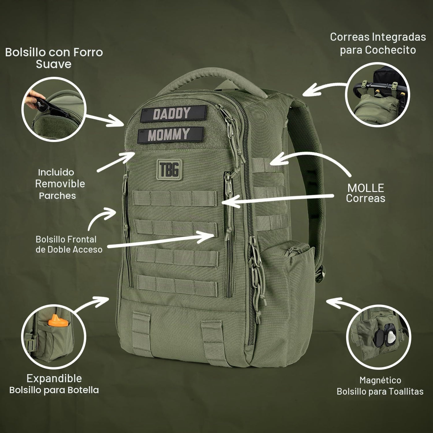 Tactical Baby Gear Daypack Mochila Táctica de Pañales para Papás -...
