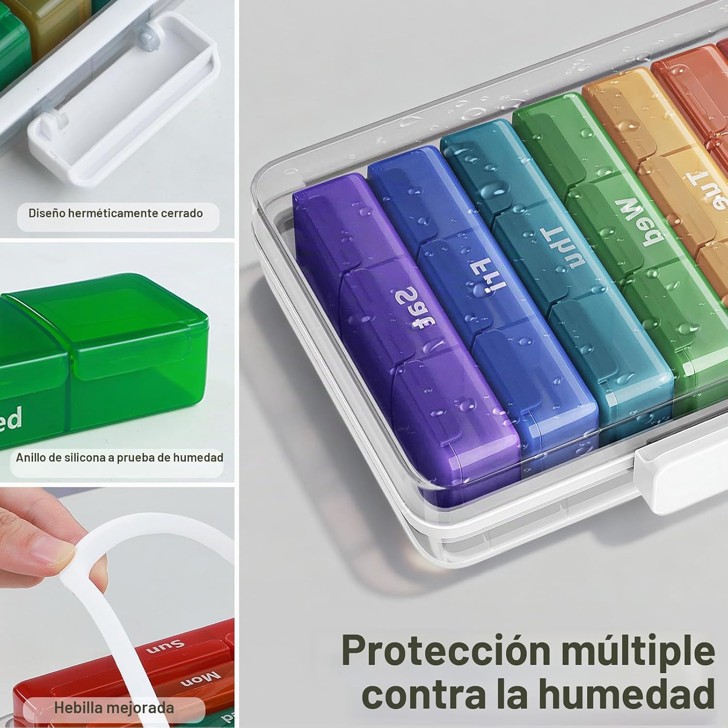 CTIME Organizador de medicamentos XL de 4 niveles con mango de cuer...
